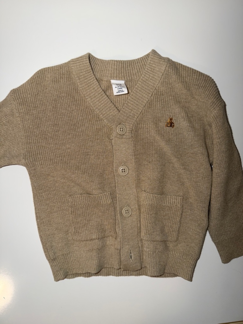 GAP Cream/Tan Ribbed Knit Baby Cardigan